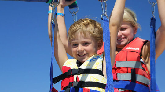 Children Parasailing in Lindos by Rodos Water Sports Action